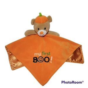 Baby Starters Halloween Lovey Rattle Security Blanket Bear My first Boo